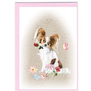 Lege kaart Papillon vlinder hond / notitieboekje (6 x 4 inch) met envelop - ideale Moederdag, valentijnskaart, enz. Perfect item voor elke hondenliefhebber