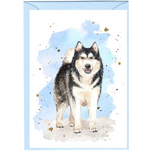 Carte de voeux/notelet personnalisés pour chien Malamute d'Alaska (6 x 4 po.) avec enveloppe - Idéal pour toutes les occasions. Peut être laissé vide si vous préférez