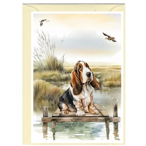 Personalisierte Basset Hound Dog Grußkarte / Notelet (6 "x 4"") mit Umschlag - Ideal für jeden Anlass.  Kann auch leer bleiben wenn gewünscht