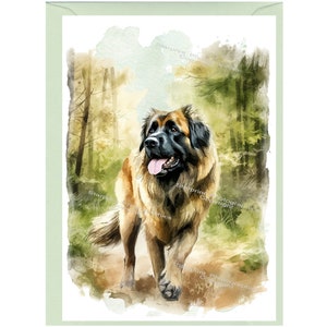 Biglietto d'auguri/biglietto di auguri personalizzato per cane Leonberger (15x10 cm) con busta. Può essere lasciato vuoto se si preferisce.