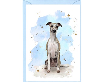Personalised Whippet Dog Greetings Card /Notelet (6" x 4") with Envelope - Ideal for any occasion.  Can be left blank if preferred