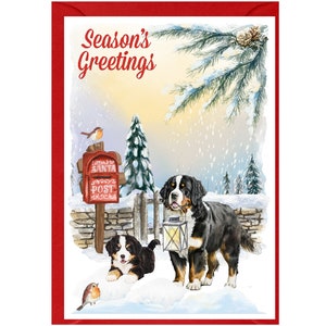 Berner Sennenhund Weihnachtskarte 15 x 10 cm Innen leer - mit Umschlag.  Perfekter Artikel für jeden Hundeliebhaber