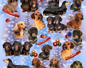 Dachshund Dog Christmas Gift Wrapping Paper.