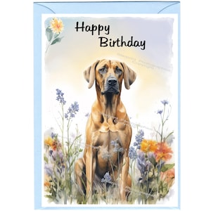 Rhodesian Ridgeback Dog &quot;Happy Birthday&quot; Card (6&quot;x 4&quot;) with Envelope. Blank inside for your own message. Perfect for any dog lover