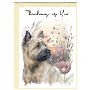 Carte « Je pense à vous » pour chien cairn terrier (6 x 4 po.) avec enveloppe - Vierge à l'intérieur pour votre propre message.