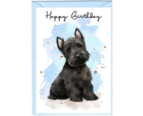 Twizler Biglietto di auguri di buon compleanno per lui con sventatura verde e argento e effetto acquerello unico – biglietto per cani – biglietto da trekking
