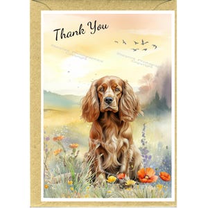Biglietto di ringraziamento con raffigurato un Cocker Spaniel dorato (15 x 10 cm) e busta. Interno vuoto per scrivere il tuo messaggio.