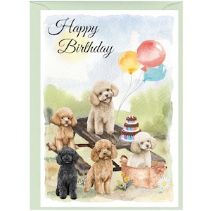 "Pudel Hund ""Happy Birthday"" Karte (6 "x 4") mit Umschlag." Leer innen für Ihre eigene Nachricht. Perfekt für jeden Hundeliebhaber