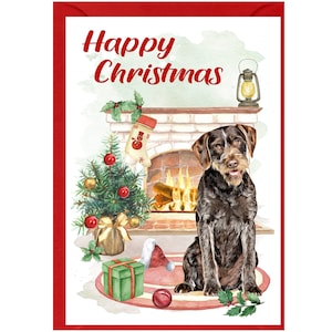 German Wirehaired Pointer Dog Christmas Card (6&quot; x 4&quot;) Blank inside - with Envelope.  Perfect item for any Dog Lover