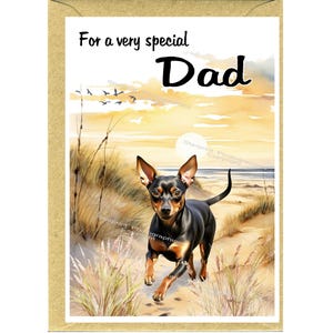Miniature Pinscher Dog Blank Card /Notelet for DAD (6" x 4") with Envelope - Ideal for Father's Day, Birthday, etc.