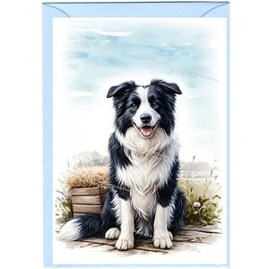 Gepersonaliseerde wenskaart border collie-hond (6 x 4 inch) met envelop - ideaal voor elke gelegenheid. Kan desgewenst leeg worden gelaten