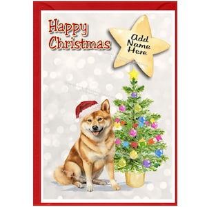 Carte de Noël personnalisée Shiba Inu Dog (6 x 4 po.) vierge à l'intérieur - avec enveloppe.  Article parfait pour tous les amoureux des chiens
