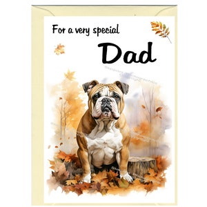 Bulldogge Blanko Karte (6"x 4") mit Umschlag - Ideal für Vatertag, Geburtstag, etc.