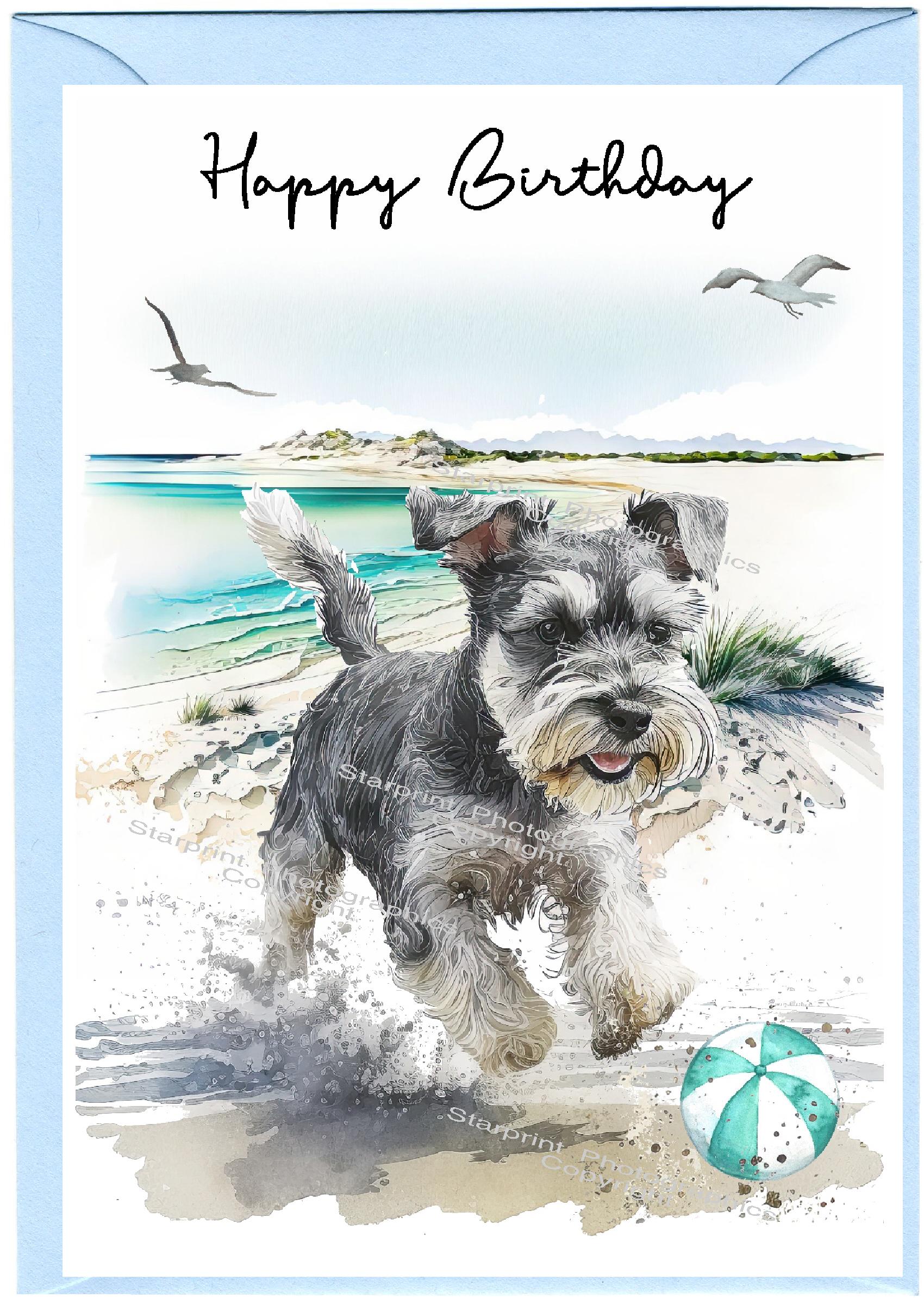 Biglietto Di Compleanno Con Schnauzer In Miniatura – Divertente Carta D'auguri Con Cane – 145x145 Mm – Fatto In UK