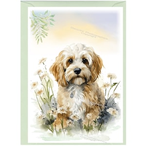 Gepersonaliseerde Cockapoo / Doodle Dog Greetings Card /Notelet (6"x 4") met envelop - Ideaal voor elke gelegenheid. Kan indien gewenst leeg gelaten worden