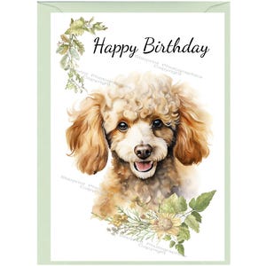 Poodle Apricot Dog &quot;Happy Birthday&quot; Card (6&quot;x 4&quot;) with Envelope. Blank inside for your own message. Perfect for any dog lover