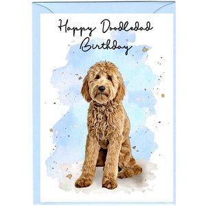 Goldene Doodle-Hunde-Geburtstagskarte (15,2 x 10,2 cm) mit Umschlag – für jeden Doodle-liebenden Papa!