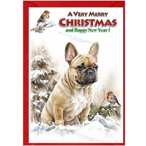 Weihnachtskarte mit Französische Bulldogge, innen blanko - mit Umschlag.  Perfekter Artikel für jeden Hundeliebhaber