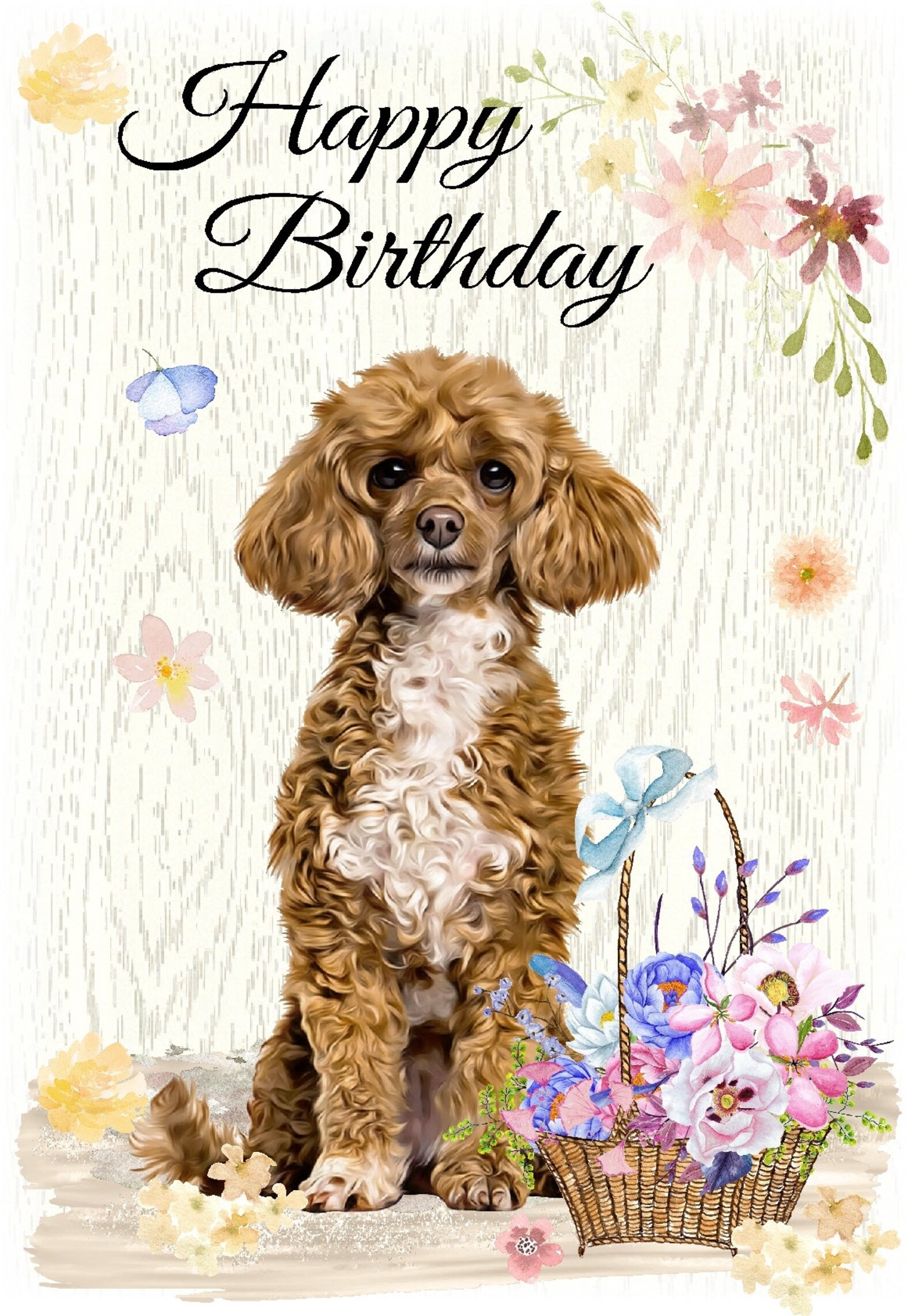 Cavapoo / Doodle Dog Happy Birthday Card 6 Etsy