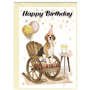 Beagle Hund ""Happy Birthday"" Karte (6 "x 4"") mit Umschlag - Leer für Ihre eigene Nachricht." Perfekt für jeden Hundefreund
