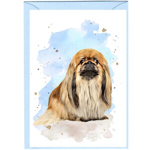 Gepersonaliseerde Pekinees Hond Wenskaart /Notelet (6" x 4") met envelop. De kaart kan desgewenst blanco worden gelaten