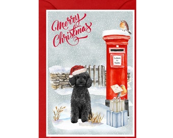 Black Poodle Dog Christmas Card (6" x 4") Blank inside - with Envelope.  Perfect item for any Dog Lover