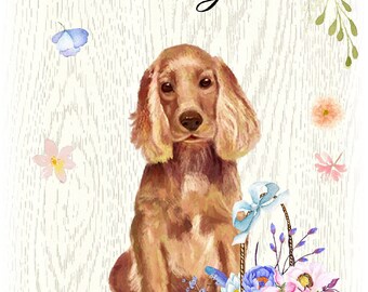 Süße Cocker Spaniel Geburtstagskarte - Niedliche Hunde-Karte 14,5 X 14,5 Cm Mit Umschlag