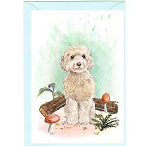 Gepersonaliseerde cockapoo/doodle hondenwenskaart (6 x 4 inch) met envelop. Kaart kan indien gewenst blanco worden gelaten