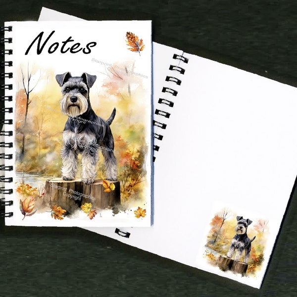 Miniature Schnauzer Dog Notebook / Notepad  with picture on each page - Great Gift for any Dog Lover