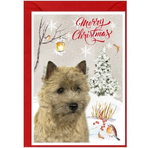 Cairn Terrier Weihnachtskarte 15 x 10 cm Innen leer - mit Umschlag.  Perfekter Artikel für jeden Hundeliebhaber