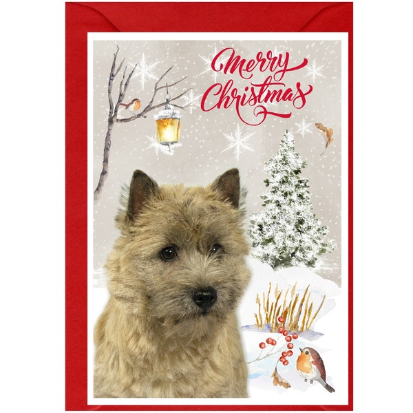 Cairn Terrier Dog Christmas Card (6" x 4") Blank inside - with Envelope.  Perfect item for any Dog Lover