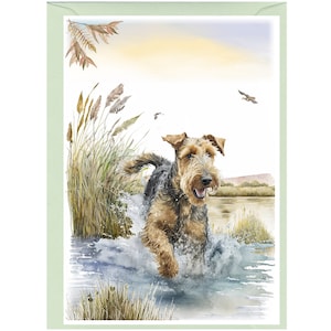 Personalisierte Airedale Terrier-Hunde-Grußkarte/Notizbuch (15,2 x 10,2 cm) mit Umschlag – ideal für jeden Anlass. Kann bei Bedarf leer gelassen werden