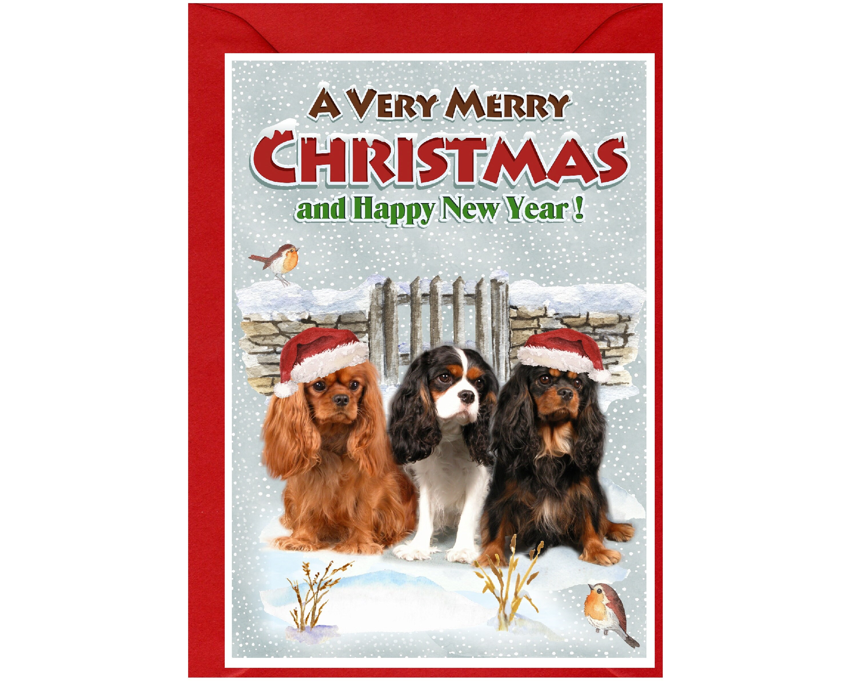 Cavalier King Charles Spaniel Dog Christmas Card (6" X 4") Blank Inside ...