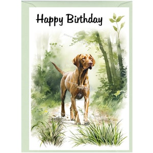 Ungarischer Vizsla Hund ""Happy Birthday"" Karte (15,5 x 10,5 cm) mit Umschlag - Leere Innenseite für Ihre eigene Nachricht." Perfekt für jeden Hundefreund
