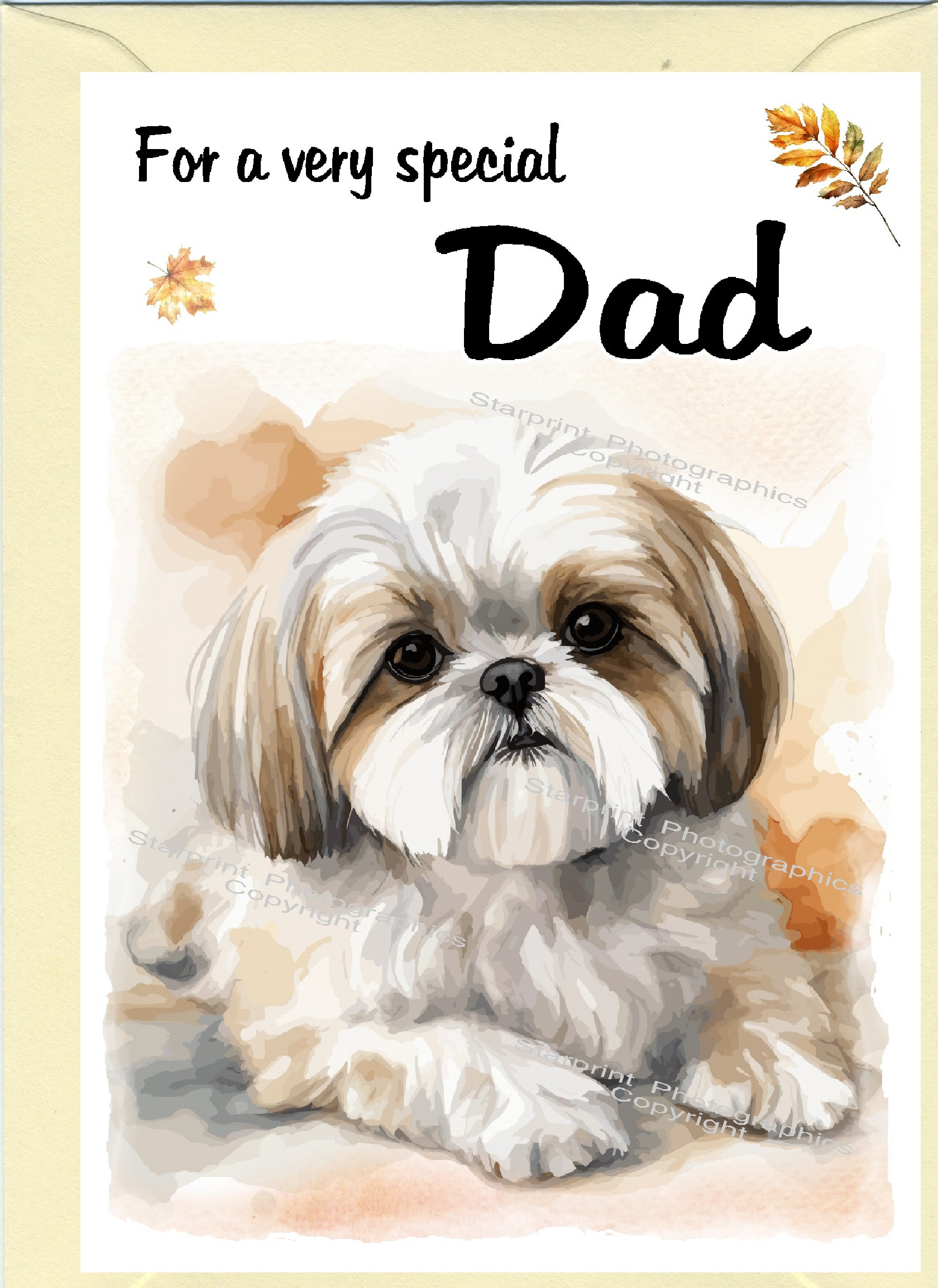 Shih Tzu Dog Blank Card /notelet for DAD (6