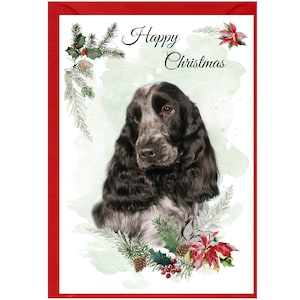 Cocker-spaniël (Roan) hond kerstkaart (6" x 4") blanco binnenkant - met envelop.  Perfect item voor elke hondenliefhebber