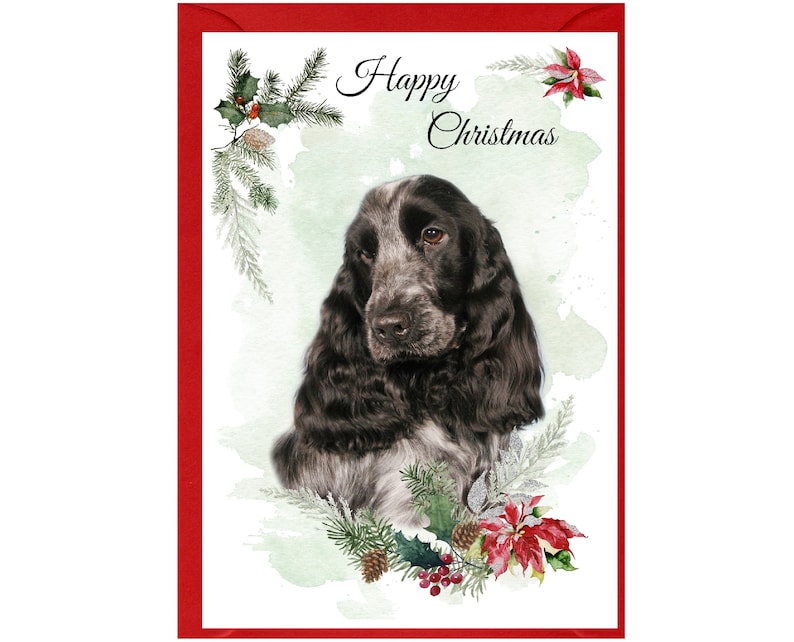 Cocker Spaniel (roan) Dog Christmas Card (6" X 4") Blank Inside - With ...