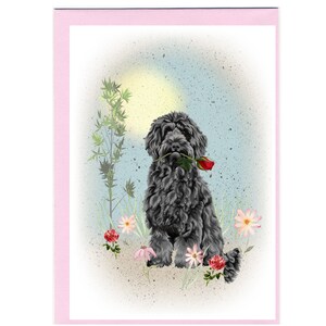 Carte vierge/notelet pour chien Labradoodle (6 x 4 po.) avec enveloppe - Idéal pour la fête des mères, la Saint-Valentin, un anniversaire, etc. Article parfait pour tout amoureux des chiens
