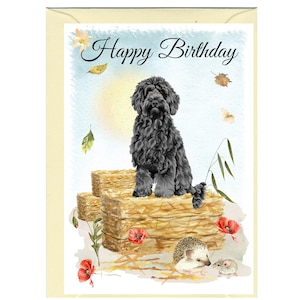Labradoodle Dog "Happy Birthday" Card (6"x 4") with Envelope. Blank inside for your own message. Perfect for any dog lover