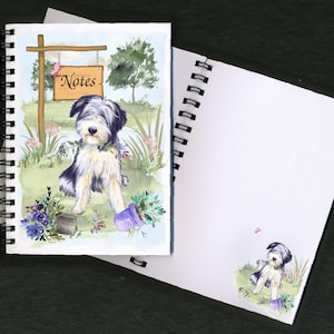 Bearded Collie Hundebuch ""Landschaft Gärtner Design"" mit Bild auf jeder Seite - Geschenk für jeden Hundeliebhaber"