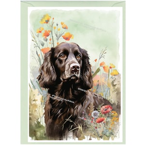 Gepersonaliseerde wenskaart bruine hond cocker-spaniël (6 x 4 inch) met envelop - voor elke gelegenheid.  Kan desgewenst leeg worden gelaten