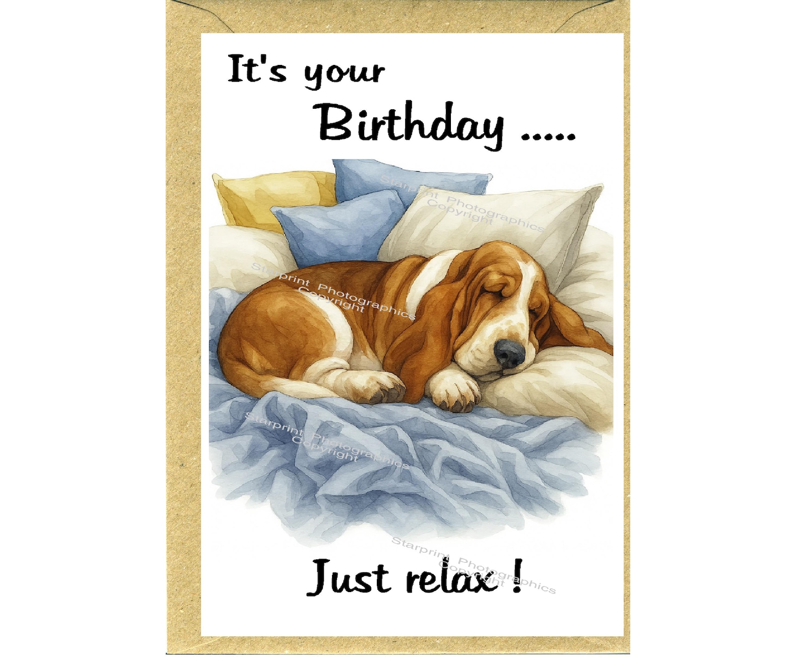 Basset Hound Dog Birthday Card (6" X 4") With Envelope - Blank Inside ...