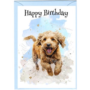 Labradoodle / Doodle Dog "Happy Birthday" Card (6" x 4") with Envelope - Blank inside for your own message. Perfect for any dog lover