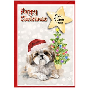 Personalisierte Shih Tzu Hunde Weihnachtskarte (6 "x 4") Innen leer - mit Umschlag. Perfekter Artikel für jeden Hundeliebhaber