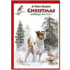 Tarjeta de Navidad para perros Jack Russell Terrier (6" x 4") Interior en blanco - con sobre. Artículo perfecto para cualquier amante de los perros.
