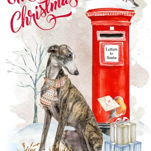 Carte de Noël chien lévrier (6 x 4 po.) vierge à l'intérieur - avec enveloppe. Article parfait pour tous les amoureux des chiens image 2
