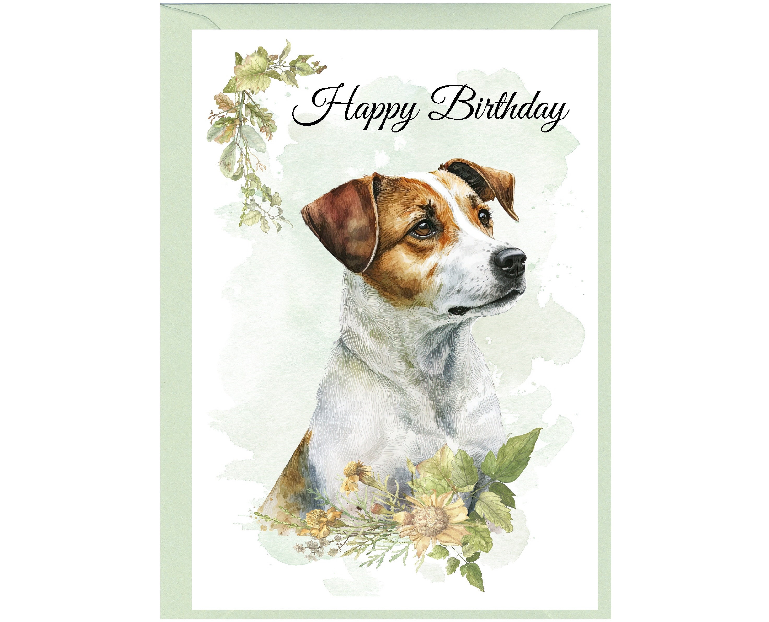 Old English Co. Aquarell-Hundekarte – Jack Russell Terrier, Blanko Innen