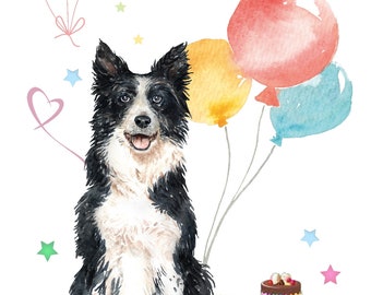 Artery8 Grußkarte – Buntes Collie-Hunde-Ölgemälde Als Blanko-Karte Für Geburtstag, Dankeschön | 17,5 X 12,5 Cm
