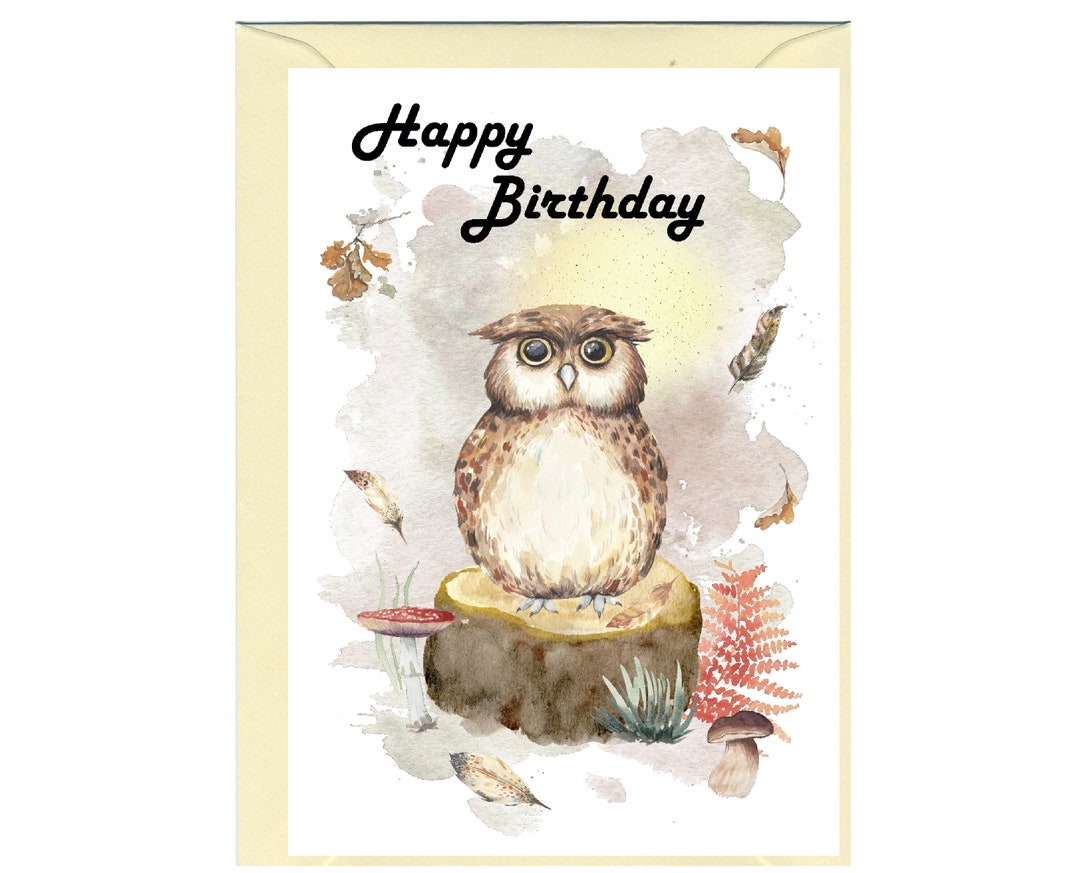 Set 12 Biglietti Di Auguri Con Gufi E Buste - 6 Disegni Unici - 14x10,8 Cm