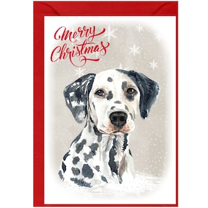 Carte de Noël chien dalmatien (6 x 4 po.) vierge à l'intérieur - avec enveloppe.  Article parfait pour tous les amoureux des chiens